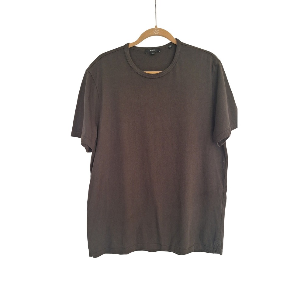Vince Men's Short Sleeve Green Cotton Jersey Crew Basic Tee Shirt L/G
